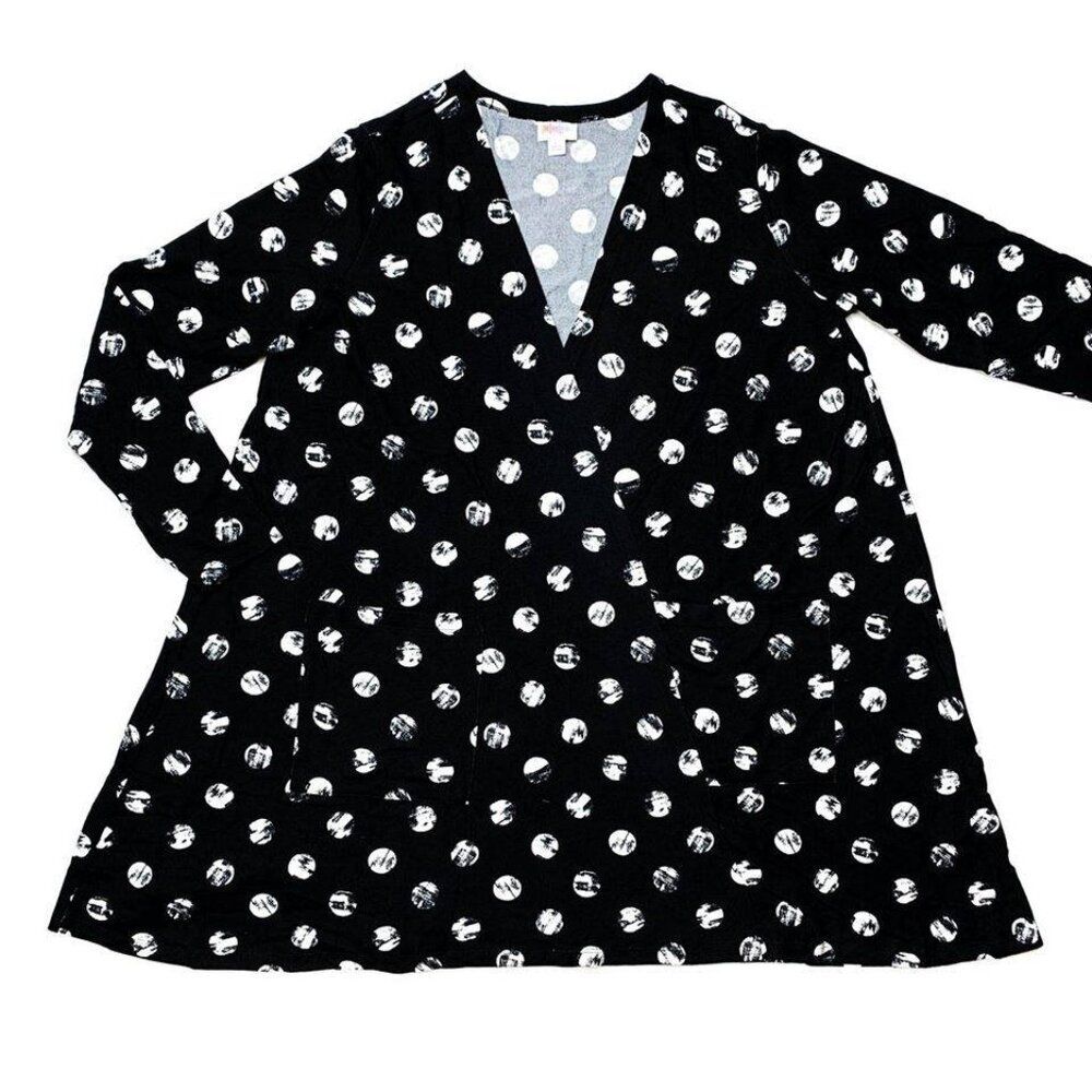 NEW XL LuLaRoe Caroline Long Sleeve Swing Cardigan Black White Polka Dot Open